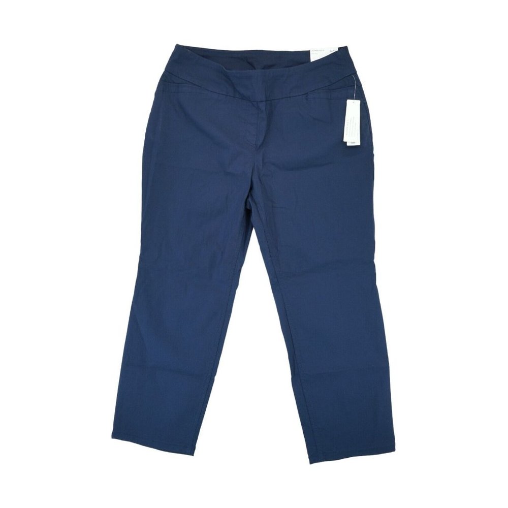 NWT‎ WESTBOUND PARK AVE FIT CROP PANTS SZ 16P PETITE BLUE SLIM LEG STRETCH